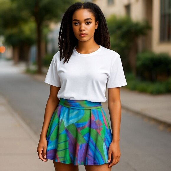 MNG A-Line Tropical Cotton Skirt – Size 10 | Boho Multicolor Summer Vibe - Picture 1 of 14